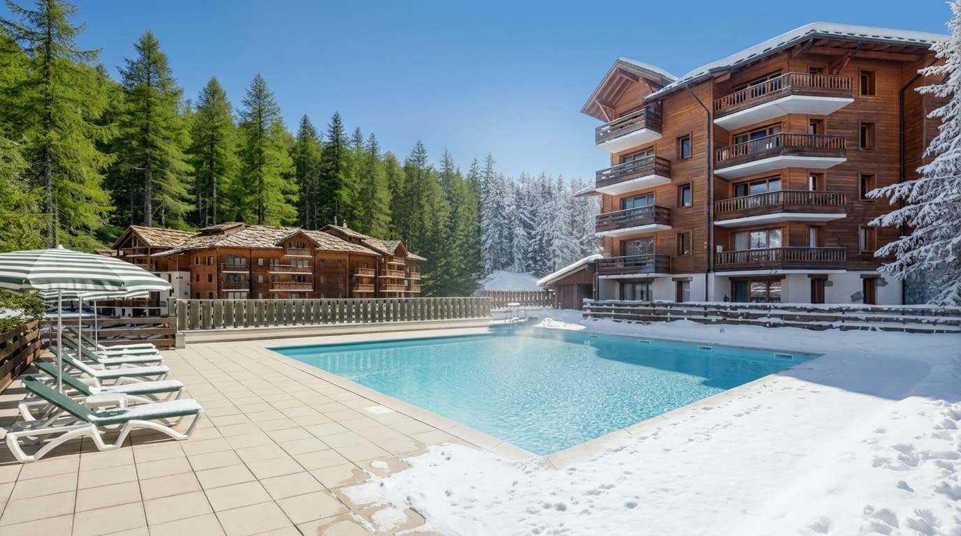 La piscine extérieure chauffée de la résidence